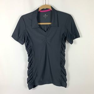 Athleta Charcoal Grey Polo with Side Ruching